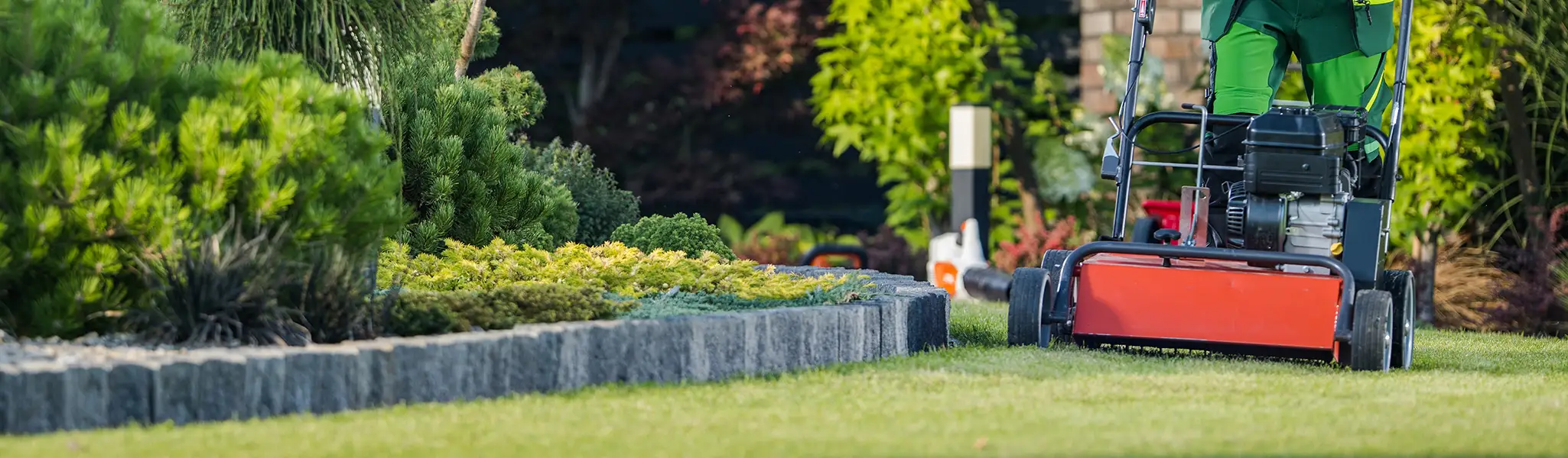 A lawn being mowed
